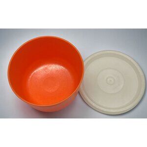 Vintage Tupperware Snack Cup Orange 1229-15 with Lid Retro Kitchen Storage